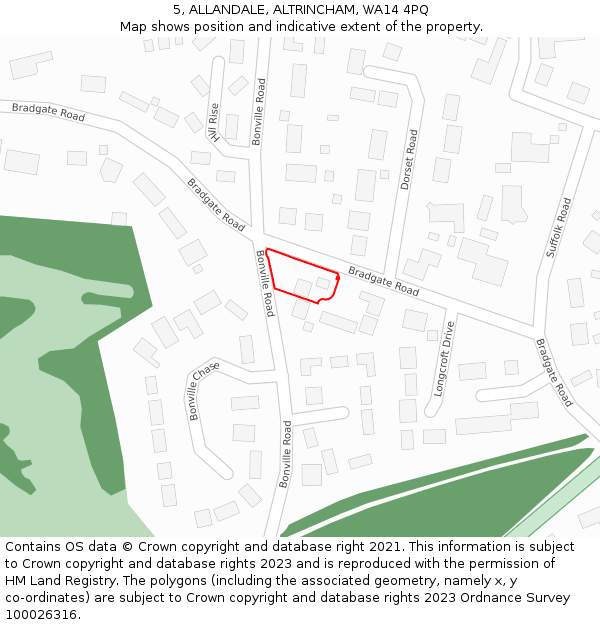 5, ALLANDALE, ALTRINCHAM, WA14 4PQ: Location map and indicative extent of plot