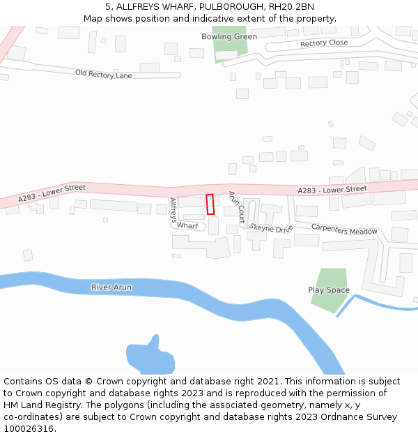 5, ALLFREYS WHARF, PULBOROUGH, RH20 2BN: Location map and indicative extent of plot