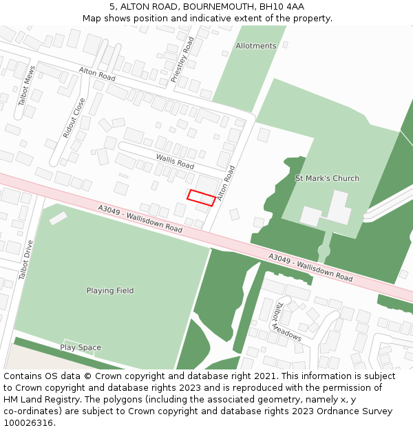 5, ALTON ROAD, BOURNEMOUTH, BH10 4AA: Location map and indicative extent of plot