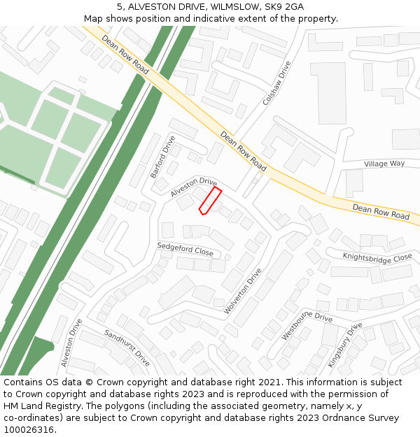 5, ALVESTON DRIVE, WILMSLOW, SK9 2GA: Location map and indicative extent of plot