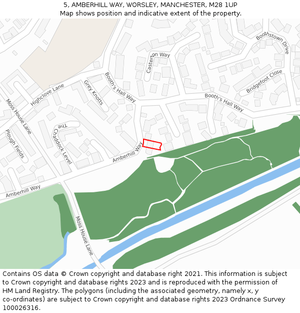 5, AMBERHILL WAY, WORSLEY, MANCHESTER, M28 1UP: Location map and indicative extent of plot