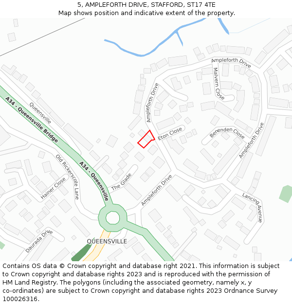 5, AMPLEFORTH DRIVE, STAFFORD, ST17 4TE: Location map and indicative extent of plot