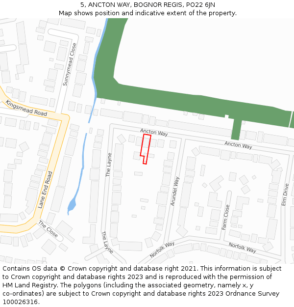 5, ANCTON WAY, BOGNOR REGIS, PO22 6JN: Location map and indicative extent of plot