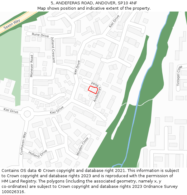 5, ANDEFERAS ROAD, ANDOVER, SP10 4NF: Location map and indicative extent of plot