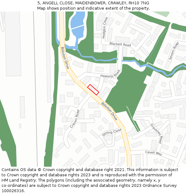 5, ANGELL CLOSE, MAIDENBOWER, CRAWLEY, RH10 7NG: Location map and indicative extent of plot