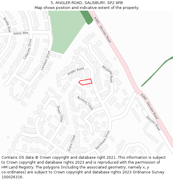 5, ANGLER ROAD, SALISBURY, SP2 9PB: Location map and indicative extent of plot