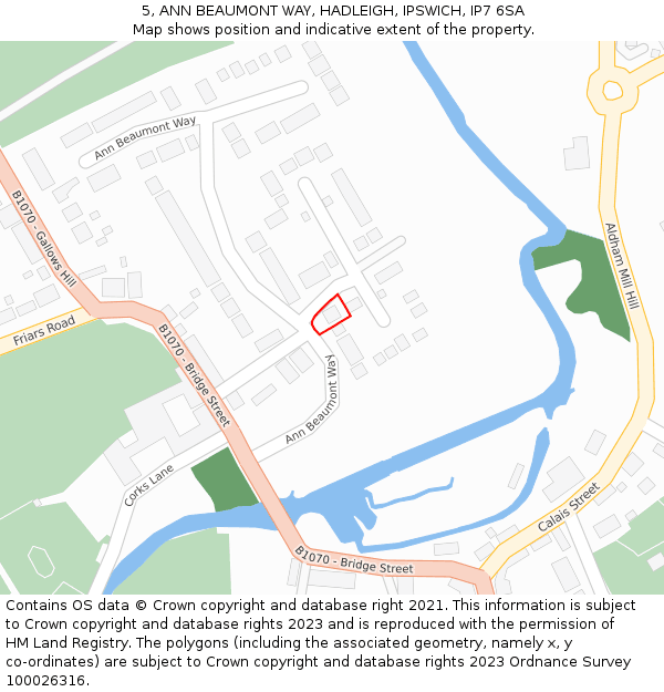 5, ANN BEAUMONT WAY, HADLEIGH, IPSWICH, IP7 6SA: Location map and indicative extent of plot