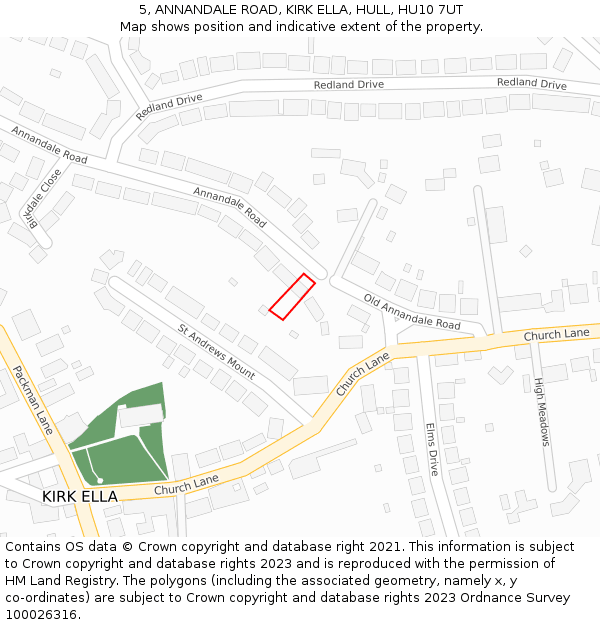 5, ANNANDALE ROAD, KIRK ELLA, HULL, HU10 7UT: Location map and indicative extent of plot