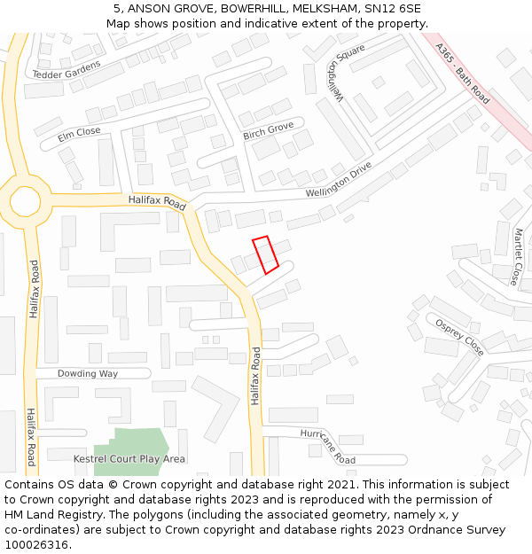 5, ANSON GROVE, BOWERHILL, MELKSHAM, SN12 6SE: Location map and indicative extent of plot