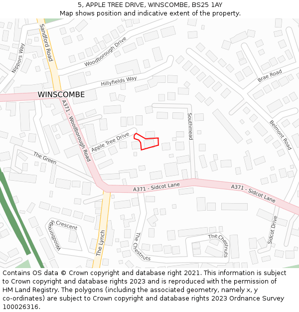 5, APPLE TREE DRIVE, WINSCOMBE, BS25 1AY: Location map and indicative extent of plot