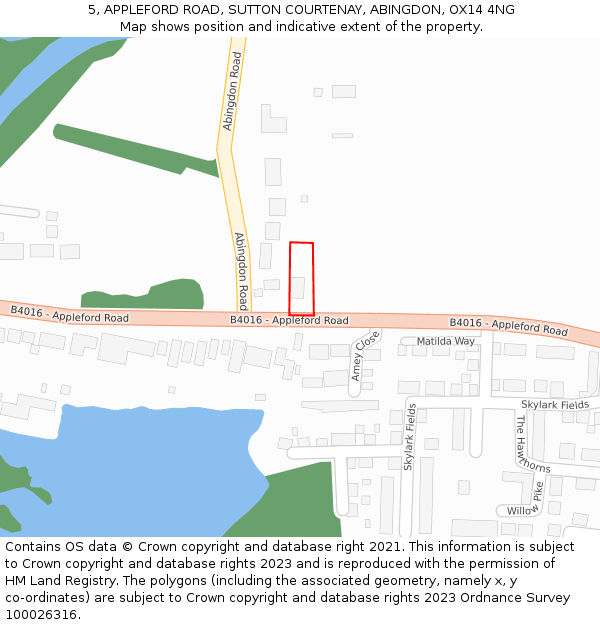 5, APPLEFORD ROAD, SUTTON COURTENAY, ABINGDON, OX14 4NG: Location map and indicative extent of plot