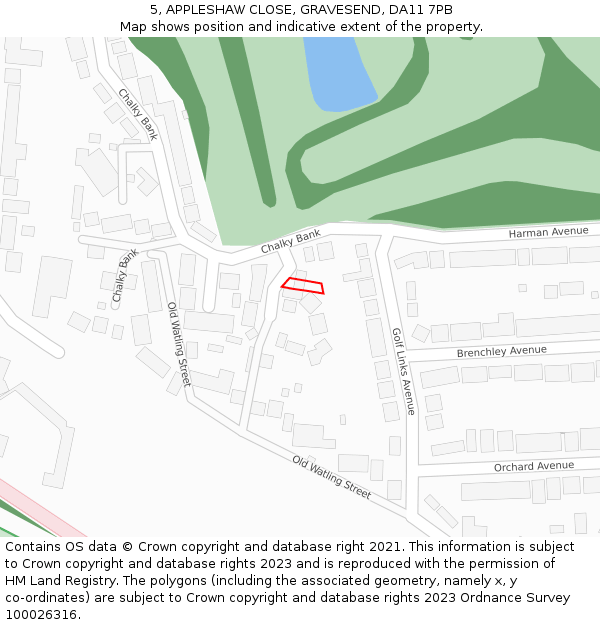 5, APPLESHAW CLOSE, GRAVESEND, DA11 7PB: Location map and indicative extent of plot