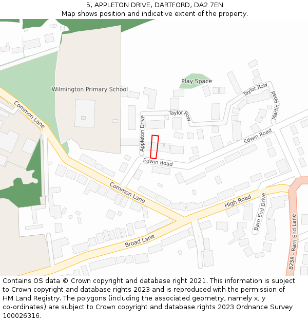 5, APPLETON DRIVE, DARTFORD, DA2 7EN: Location map and indicative extent of plot