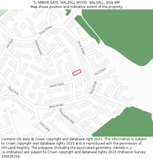 5, ARBOR GATE, WALSALL WOOD, WALSALL, WS9 9RF: Location map and indicative extent of plot