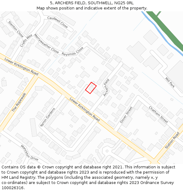 5, ARCHERS FIELD, SOUTHWELL, NG25 0RL: Location map and indicative extent of plot