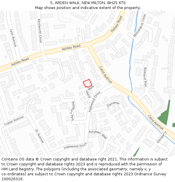 5, ARDEN WALK, NEW MILTON, BH25 6TS: Location map and indicative extent of plot