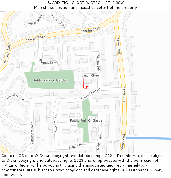 5, ARDLEIGH CLOSE, WISBECH, PE13 3SW: Location map and indicative extent of plot
