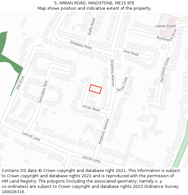 5, ARRAN ROAD, MAIDSTONE, ME15 9TE: Location map and indicative extent of plot