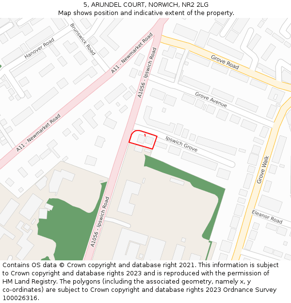 5, ARUNDEL COURT, NORWICH, NR2 2LG: Location map and indicative extent of plot