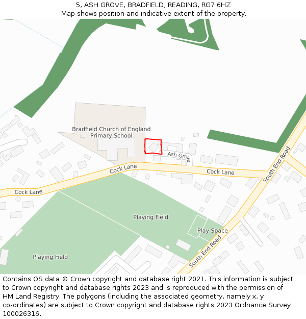 5, ASH GROVE, BRADFIELD, READING, RG7 6HZ: Location map and indicative extent of plot