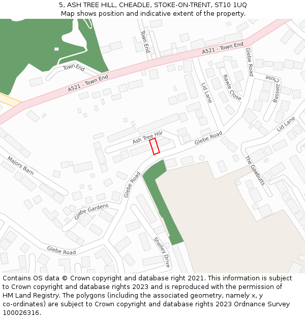 5, ASH TREE HILL, CHEADLE, STOKE-ON-TRENT, ST10 1UQ: Location map and indicative extent of plot