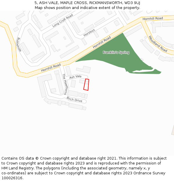 5, ASH VALE, MAPLE CROSS, RICKMANSWORTH, WD3 9UJ: Location map and indicative extent of plot