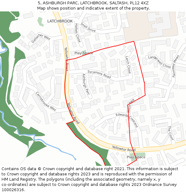 5, ASHBURGH PARC, LATCHBROOK, SALTASH, PL12 4XZ: Location map and indicative extent of plot