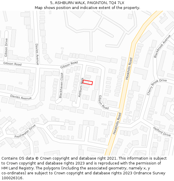 5, ASHBURN WALK, PAIGNTON, TQ4 7LX: Location map and indicative extent of plot