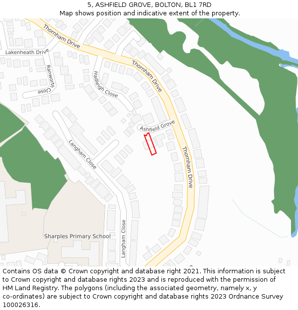 5, ASHFIELD GROVE, BOLTON, BL1 7RD: Location map and indicative extent of plot