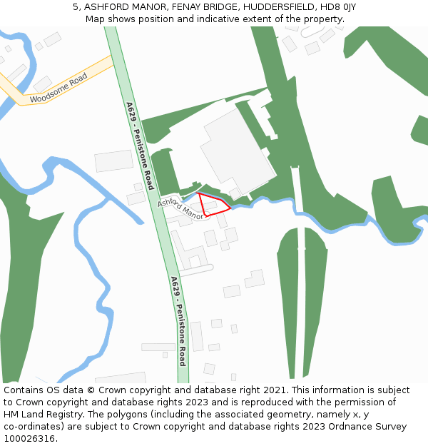 5, ASHFORD MANOR, FENAY BRIDGE, HUDDERSFIELD, HD8 0JY: Location map and indicative extent of plot