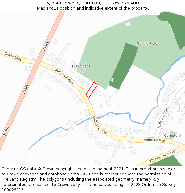 5, ASHLEY WALK, ORLETON, LUDLOW, SY8 4HD: Location map and indicative extent of plot