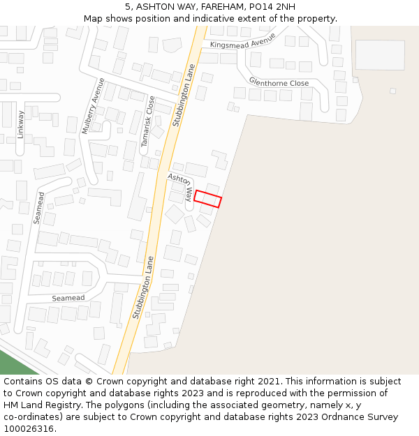 5, ASHTON WAY, FAREHAM, PO14 2NH: Location map and indicative extent of plot