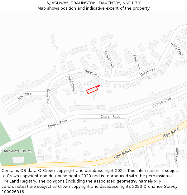 5, ASHWAY, BRAUNSTON, DAVENTRY, NN11 7JX: Location map and indicative extent of plot