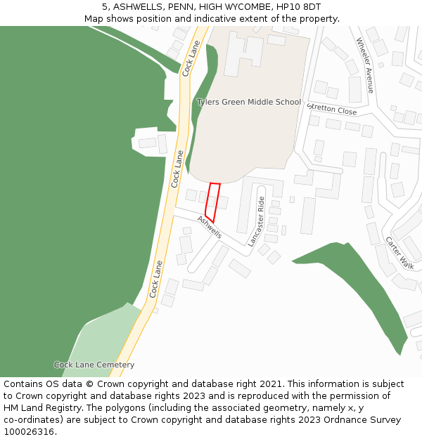 5, ASHWELLS, PENN, HIGH WYCOMBE, HP10 8DT: Location map and indicative extent of plot