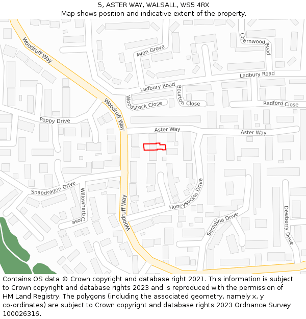 5, ASTER WAY, WALSALL, WS5 4RX: Location map and indicative extent of plot
