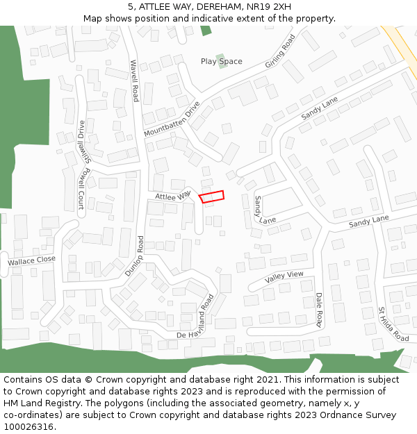 5, ATTLEE WAY, DEREHAM, NR19 2XH: Location map and indicative extent of plot