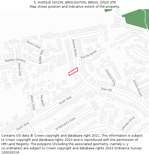 5, AVENUE NOZAY, BROUGHTON, BRIGG, DN20 0TR: Location map and indicative extent of plot