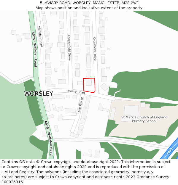 5, AVIARY ROAD, WORSLEY, MANCHESTER, M28 2WF: Location map and indicative extent of plot