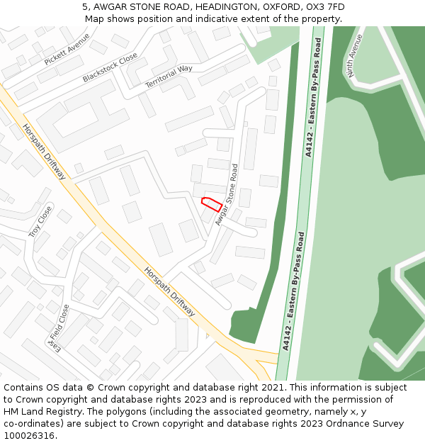 5, AWGAR STONE ROAD, HEADINGTON, OXFORD, OX3 7FD: Location map and indicative extent of plot