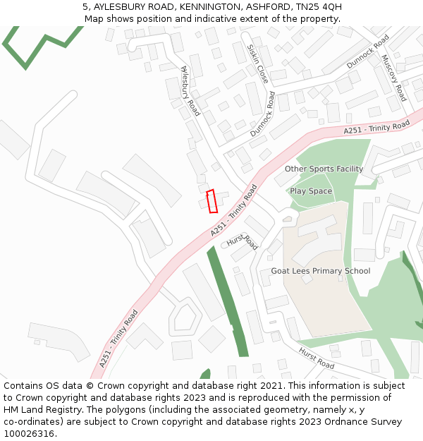 5, AYLESBURY ROAD, KENNINGTON, ASHFORD, TN25 4QH: Location map and indicative extent of plot