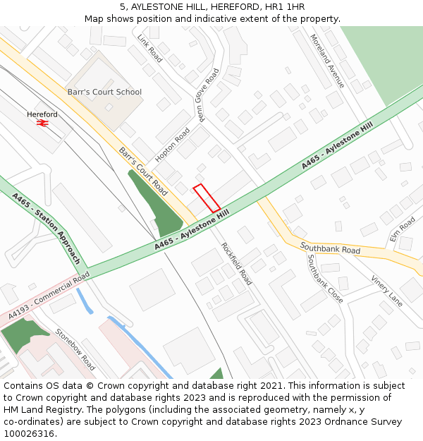 5, AYLESTONE HILL, HEREFORD, HR1 1HR: Location map and indicative extent of plot