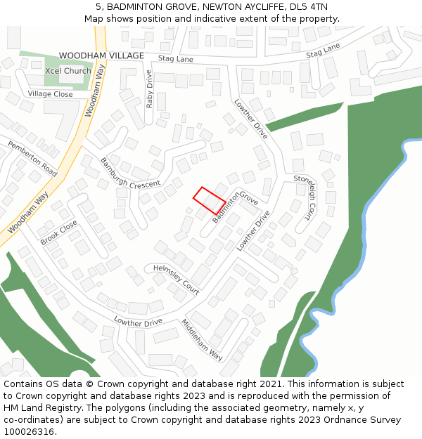 5, BADMINTON GROVE, NEWTON AYCLIFFE, DL5 4TN: Location map and indicative extent of plot