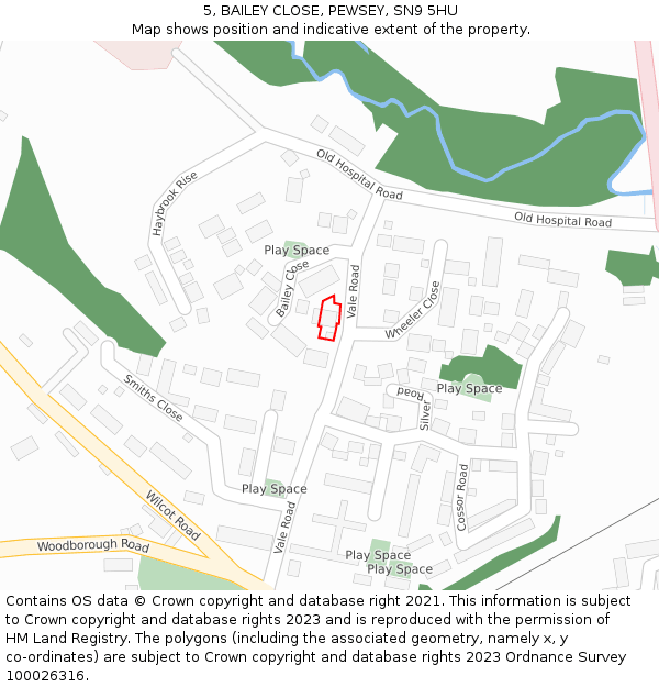 5, BAILEY CLOSE, PEWSEY, SN9 5HU: Location map and indicative extent of plot