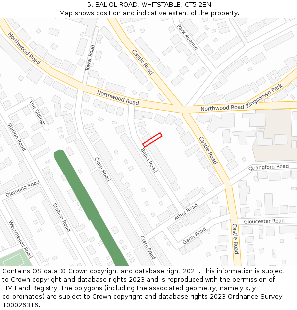 5, BALIOL ROAD, WHITSTABLE, CT5 2EN: Location map and indicative extent of plot