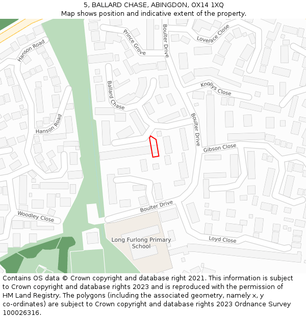 5, BALLARD CHASE, ABINGDON, OX14 1XQ: Location map and indicative extent of plot