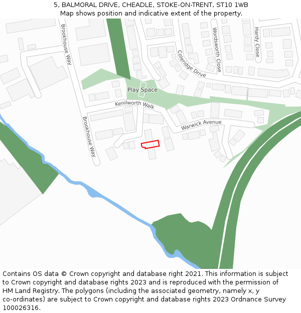 5, BALMORAL DRIVE, CHEADLE, STOKE-ON-TRENT, ST10 1WB: Location map and indicative extent of plot