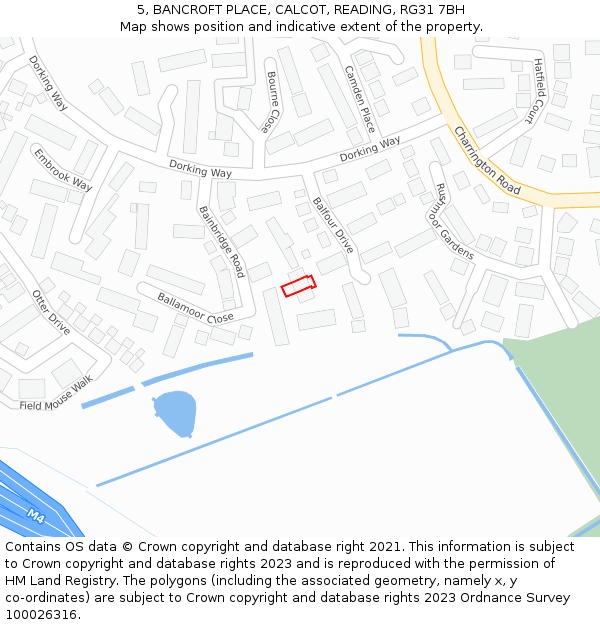 5, BANCROFT PLACE, CALCOT, READING, RG31 7BH: Location map and indicative extent of plot
