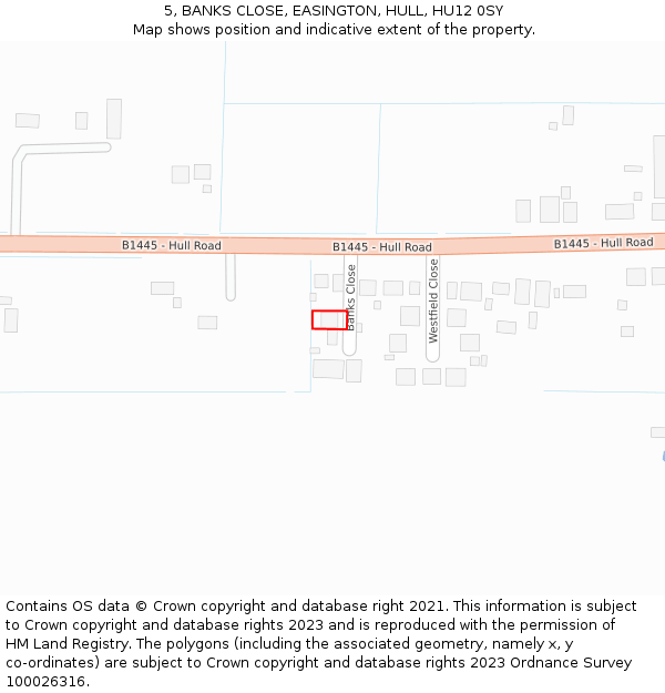 5, BANKS CLOSE, EASINGTON, HULL, HU12 0SY: Location map and indicative extent of plot