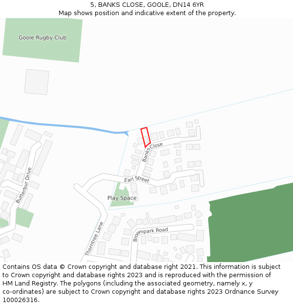 5, BANKS CLOSE, GOOLE, DN14 6YR: Location map and indicative extent of plot