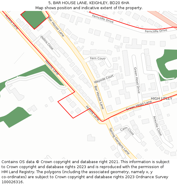 5, BAR HOUSE LANE, KEIGHLEY, BD20 6HA: Location map and indicative extent of plot